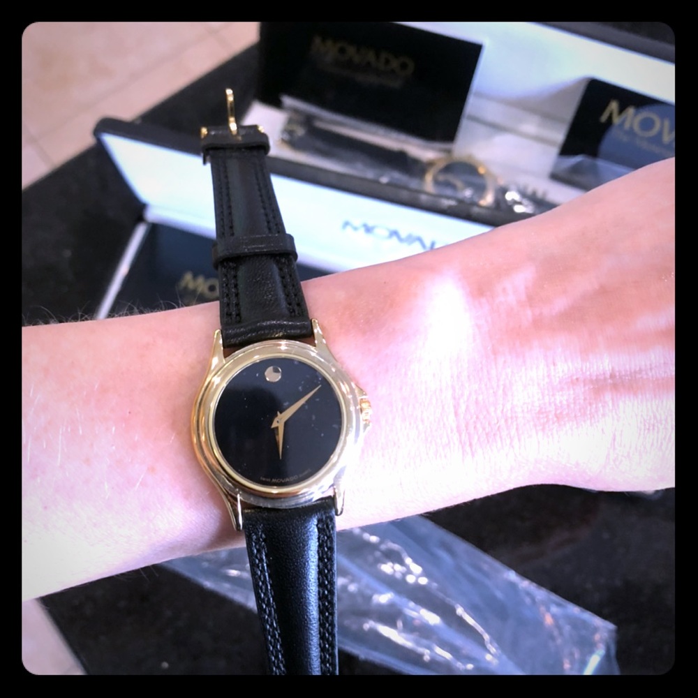 Movado Women’s Gold Leather Museum Watch